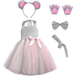 5pcs Kids Mouse Costume Set Animal Costume for Kids Mouse Ears Headband Set for Halloween Cosplay Party