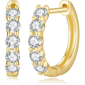 Moissanite Hoop Earrings for Women, Moissanite 925 Sterling Silver Earrings with Certificate of Authenticity (1.0cttw Gold Plated)