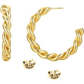 18k Gold Plated Earring for Women, Chunky, Hypoallergenic Jewelry Ideal for Gift
