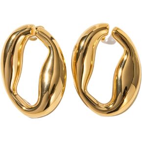Chunky Gold Hoop Earrings for Women 18K Gold Plated Thick Hoop Earrings Statement Jewelry