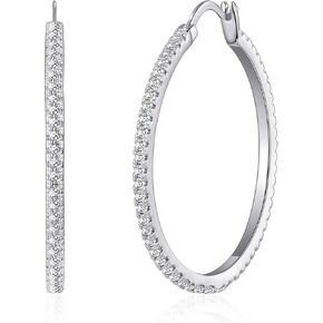 Hoop Earrings for Women Silver,Cubic Zirconia Hoop Earrings for Women 38MM