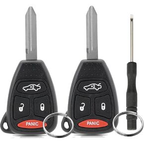2 Pcs Car Remote Key for Dodge Caliber Dakota Durango Magnum Nitro Ram Mitsubishi Raider 2006 2007 2008 2009 Keyless Entry Systems 315 MHz FCCID KOBDT04A Key Ring and Screwdriver