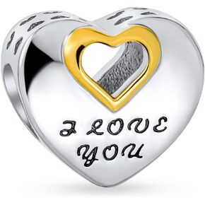 Personalized Monogram Alphabet A-Z Initial Love Knot Infinity Heart Valentine Couples Forever Bead Charm For Women Teens Two Tone Gold Plated .925 Sterling Silver Fits European Bracelet