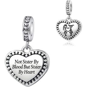 Sister Birthday Best Friends Heart Charm Compatible with Pandora Charms Bracelets for Friendship Gifts Jewelry for Women