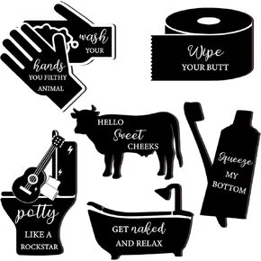 6 قطع من علامات الحمام الخشبية القديمة من Wenqik، ديكور جداري، فرشاة غسيل، لافتات مضحكة، أقوال مضحكة، صور حمام للجدار، حمام ريفي، مزرعة، لافتات معلقة لمرحاض الغسيل المنزلي، أسود in Kuwait