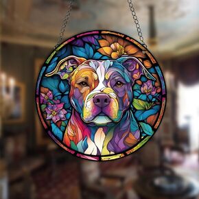 HOTIYOK Dog Stained Acrylic Window Hanging Color Painting Puppy Suncatcher Home Decoration Memorial Gift for Women Mom Grandma Teacher Dog Lover