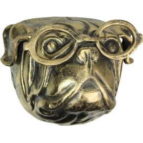Things2Die4 Gold Pug Dog Head Wall Hanging with Oval Spectacles – 6" High, Whimsical Resin Decor, Metallic Gold Finish, Unique Animal-Themed Wall Accent for Home or Office