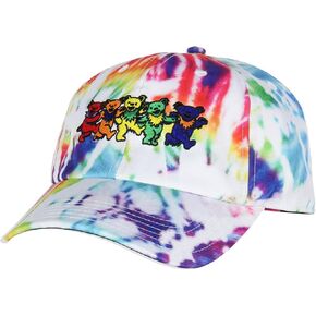 Bioworld Grateful Dead Embroidered Dancing Bears Tie-Dye Adjustable Snapback Adult Dad Hat Cap OSFM Multicolored