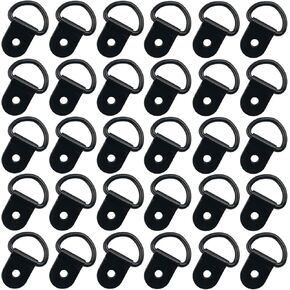 30 Pcs D Rings Small Tie Downs Anchors, Heavy Duty Steel D-Rings Hangers 220lb for Loads on Case Truck Cargo Trailers RV Boats and Picture Hang Solutions,Black