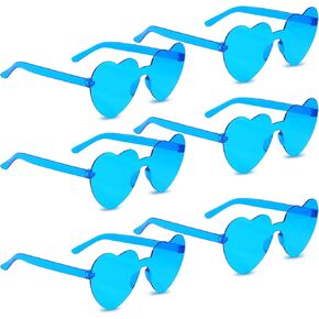 6 Pairs Heart Shaped Sunglasses,Rimless Transparent Heart Glasses,Candy Color Frameless Trendy Eyewear for Women