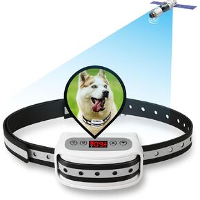 Electric GPS Wireless Dog Fence System, Pet Containment System with Waterproof and Rechargeable Training Collar Receiver for Dogs Pets Container Boundary (White)