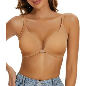 حمالة صدر رافعة للصدر بإغلاق أمامي للنساء مريحة بدون سلك سفلي منخفض القطع برقبة على شكل حرف v حمالة صدر عارية مبطنة بدون خياطة in Kuwait