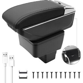 YJYWZH Car Armrest Box for Mazda CX-3 2015-2018 Car Accessories Storage Center Console Leather Double-Layer Storage Space with 7 USB Ports (No USB Port, Red Thread)