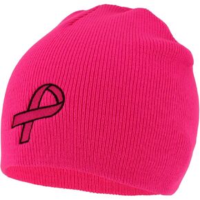 Made in USA Large Breast Cancer Pink Ribbon Embroidered Short Beanie