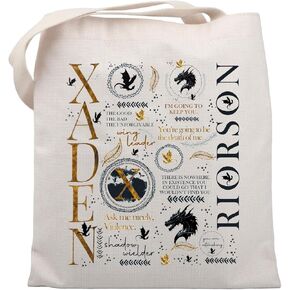 UJIMS Xaden Riorson Fourth Wing Merch Dragon Riders Tote Bag Basgiath Violet Sorrengail Iron Flame Bookish Gift