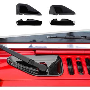 Jimen Compatible with Jeep Wrangler JK & Unlimited 2007-2018, Front Windshield Wiper Base Cover Trim Exterior Accessories (Black)