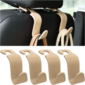 Hanemia 4PCS Car Seat Headrest Hooks, Auto Back Seat Hanger Holder, Durable Stylish Vehicle Organizer Universal Car Interior Accessories, Storage Hooks for Purses, Bags, Clothes (Carbon Fiber/Pink)