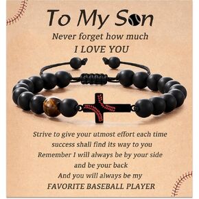 Baseball Cross Bracelet for Men Teen Cross Bracelet Baseball Gifts for Son Men Fashion Unique Birthday Gifts