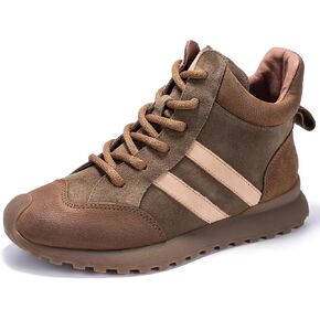 Fashion Sneakers for Women, Lace Up Walking Shoes Genuine Leather Patchwork, High Top Oxford Rubber Comfortable Durable Non-Slip Men Unisex