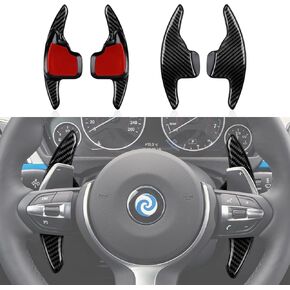 2PCS Steering Wheel Paddle Shifter Extensions Trim Carbon Fiber Decal Shift Paddle Blade Sticker Compatible with BMW 2 3 4 X1 X2 X3 X4 X5 X6 Accessories - 5 6 Series NOT FIT (Black)