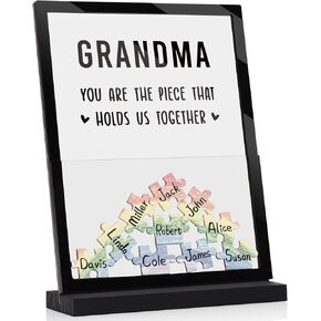 Grandma Birthday Gifts, You Are The Piece That Holds Us Together - Personalized Acrylic Signs Decor, Best for Christmas Thanksgiving Mothers Day from Granddaughter, Gifts for Grandmother