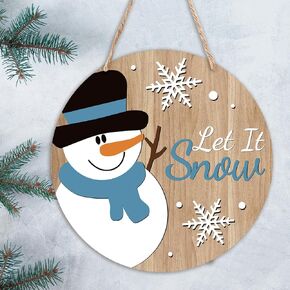 Snowman Door Decorations, Winter Door Decorations (12x12 Inch), Winter Let It Snow Door Hanger, Front Door Christmas Decorations, Christmas Door Hanger, Winter Door Hanger -SDMP17