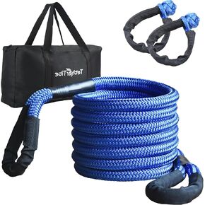 7/8" x20' Kinetic Recovery Tow Rope (30,000lbs), with 2 UHMWPE Soft Shackles (40,000lbs), Heavy-Duty Offroad Snatch Strap, Vehicle Recovery kit for Jeep car Truck ATV UTV SUV,Royal Blue