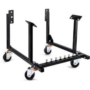Engine Stand Compatible with Chevy Small Block & Big Block, 3" Heavy-Duty Steel Wheels,Black Powder Coat,Easy Assembly with Storage