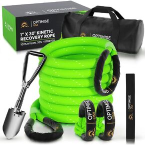 1"x30ft Kinetic Recovery Rope(48,500lbs)-Heavy Duty Tow Strap with Off Road Shovel, 2 Soft Shackles(7/16"x22") & Carry Bag-Offroad Recovery Kit, Recovery Strap, Tow Rope for Truck ATV UTV SUV (Orange) in Saudi Arabia