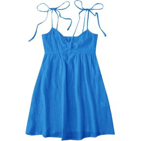 SOLY HUX Women's Tie Shoulder Cami Dress Spaghetti Strap Mini Summer Dresses
