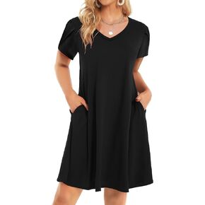 HOTOUCH Womens Summer Floral Beach V Neck Dresses Short Sleeve T Shirt Sundresses with Pockets 2025 Hawaiian Vacation in Kuwait