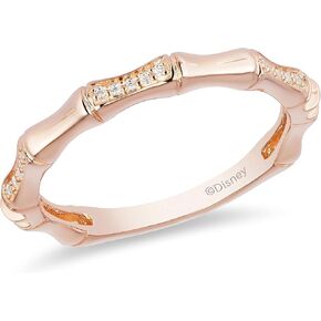 Jewelili Enchanted Disney Fine Jewelry 10K Rose Gold 1/20 Cttw Diamond Mulan Fashion Ring in Kuwait