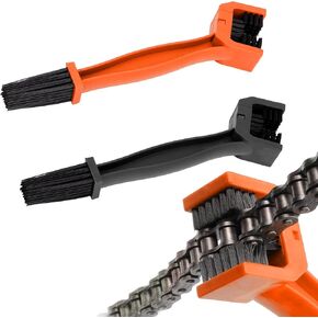 2 PCS Motorcycle Chain Brush, Gear and Chain Cleaning Tool with Double-Ended Brushes, Chain Maintenance Cleaning Scrubbing Brush for Motor, Bicycle, Motorcycle Accessories (Black)