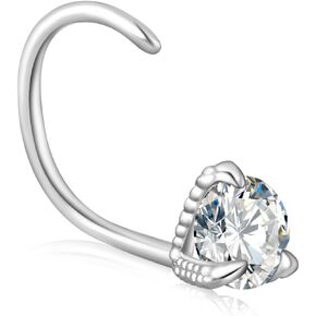 Moissanite Nose Hoop for Women - 925 Sterling Silver Moissanite Dragon Claw Nose Ring Hoop Piercing Real Moissanite Diamond Hypoallergenic Jewelry Nose Hoop Gift