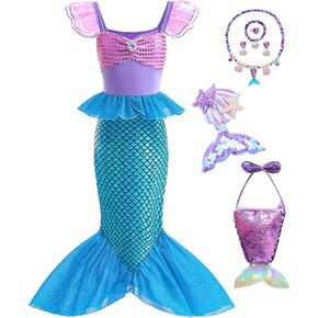 Kids Mermaid Dresses for Girls Cosutme Kids Cospaly Halloween Birthday Christmas Party with Accessories