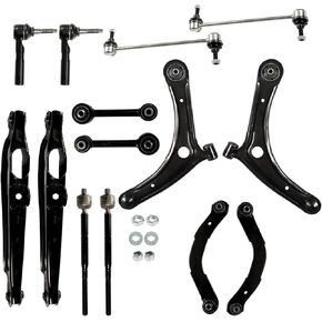 labwork 14Pc Front Rear Suspension Kit Lower & Upper Control Arms Ball Joint Assembly Driver & Passenger Side Tie Rod End Sway Bar Link Kit Replacement for Caliber