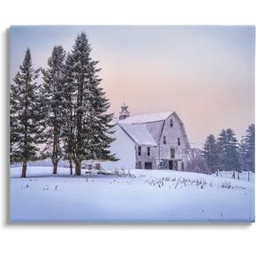 Stupell Industries Winter Farmhouse Snow Landscape Canvas Wall Art, Design by Rick Berk