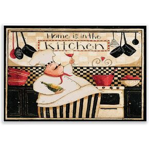 Stupell Industries Home is in The Kitchen with Happy Chef Illustration Wall Art, 10x15, Beige