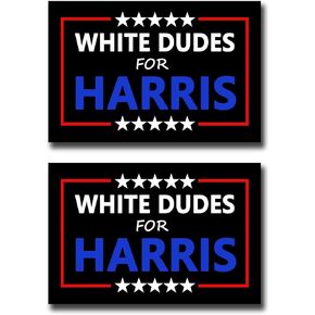 2 Pack White Dudes for Kamala Harris Car Magnet Auto Truck Fridge Magnetic Decal Bumper Magnet