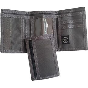 Sprocket Compact Nylon Trifold Wallet with Zippered Pocket (Navy)