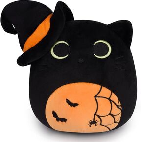 Desdfcer Halloween Cat Plush, Halloween Black Cat Plush Pillow,Halloween Stuffed Animal Cat Plushies, Halloween Plush Cat Doll Toys for Kids, Gift for Halloween Birthday