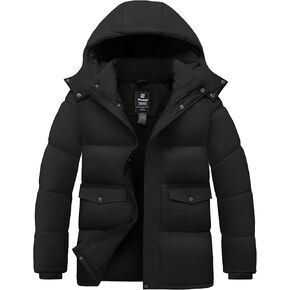 wantdo Men's Winter Coat Warm Parka Jacket Waterproof Puffer Jacket with Removable Hood (Regular and Big Size)