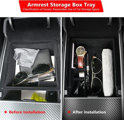 KVR Compatible with 2021-2023 3/Y Center Console Organizer Flocked Storage Armrest Hidden Cubby Drawer Storage Box Custom Set (3 PCS) in Saudi Arabia
