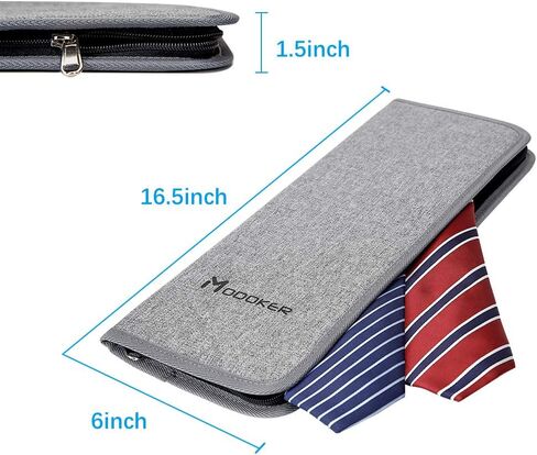 Modoker Mens Gift Tie Case for Travel Necktie Carrier Organizer Bag Storage Cufflinks and Suit Accessories, Black in Saudi Arabia