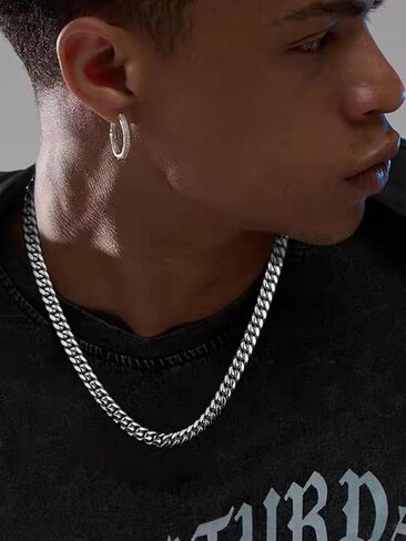Stainless Steel Cuban Chain Necklace for Men Women, Real Gold/Black Plated Durable Chains, 6/10/12mm width,18"-30" Length Jewelry Gift in Kuwait