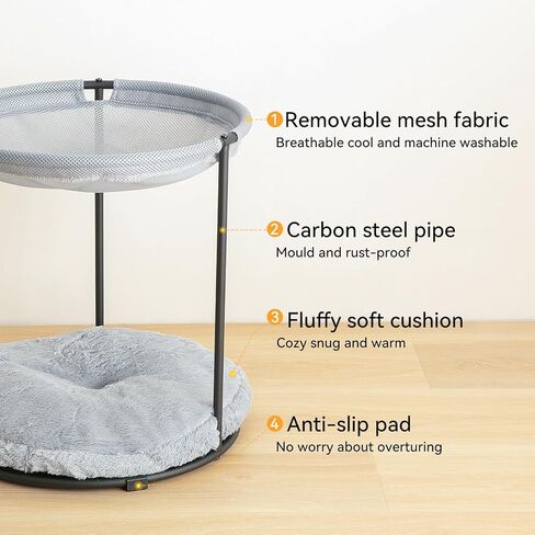 Double Cat Bed,Cat Beds for Indoor Cats,2 Layers Elevated Cat Bed,Breathable Cat Beds & Furniture,18 x φ16.5 Inch Outdoor Cat Bed with Two Washable Covers in Saudi Arabia