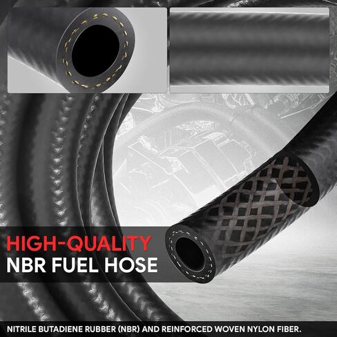 DNA MOTORING 5FT 4AN خرطوم خط الوقود بقفل دفع NBR مطاط، 1/4 بوصة معرف 5 أقدام/1.52 متر ضغط 300 رطل لكل بوصة مربعة، لمحركات أنظمة وقود السيارات، NBR-02-5FT in Saudi Arabia