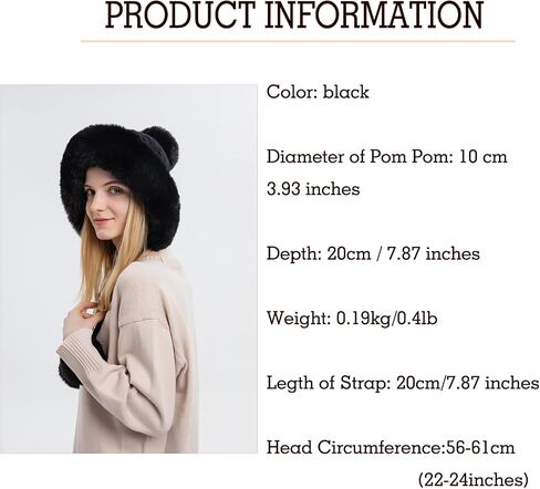 Womens Faux Fur Hat with Fluffy Pompom for Winter Fuzzy Knitted Beanies Skull Cap Warm Earflaps Cold Weather Cute in Kuwait