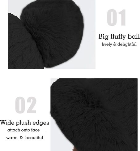 Womens Faux Fur Hat with Fluffy Pompom for Winter Fuzzy Knitted Beanies Skull Cap Warm Earflaps Cold Weather Cute in Kuwait