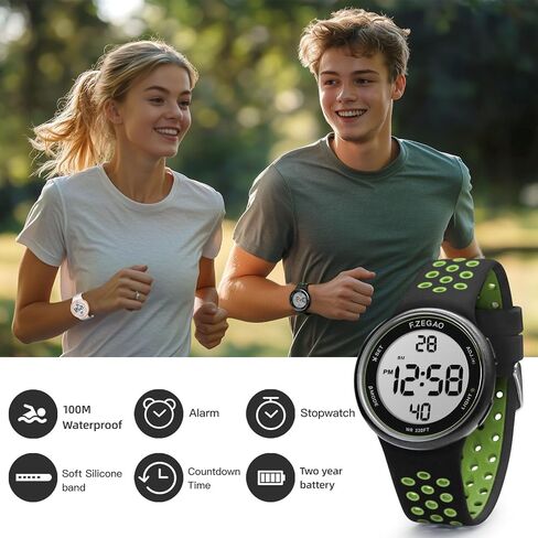 Digital Watch Mens Womens, Unisex 10ATM Waterproof Watch for Swimming Soft Double Injected Silicone Band, Sport Watches with Stopwatch Alarm Countdown Dual Time Mutifunction in Saudi Arabia